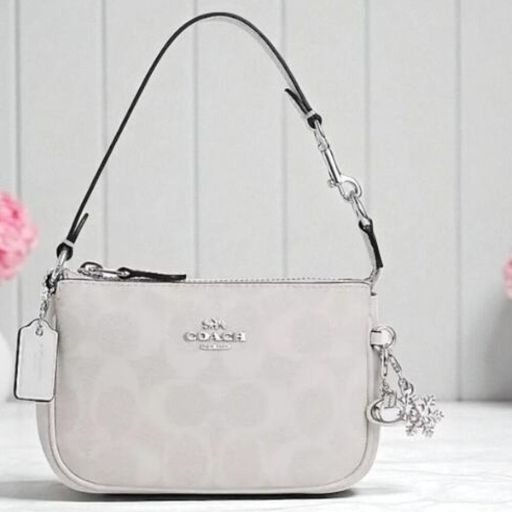 Coach Nolita 15 Cream Boxed Wristlet with Silver Accents New In Box
